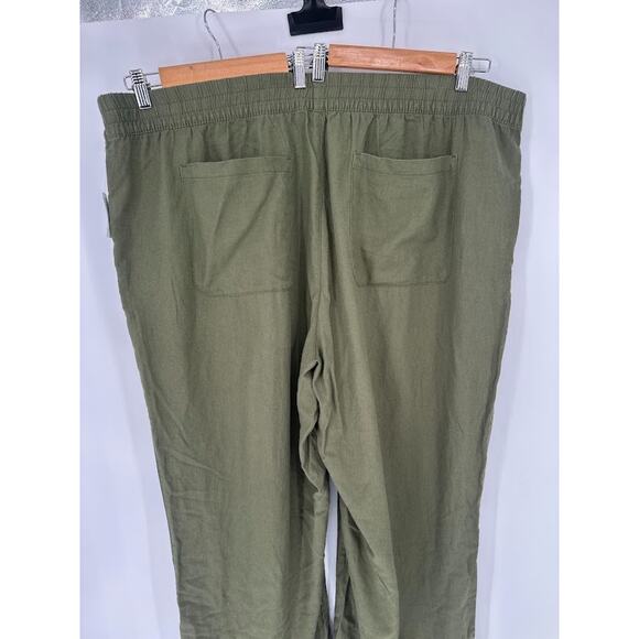 Old Navy Women Wide Leg Linen Pants 3X Green Comfort Waistband Coastal High Rise - Picture 4 of 10